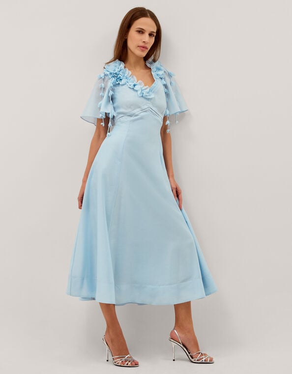 Clarissa Floral Appliqu&eacute; Midi Dress, Blue (PALE BLUE), large