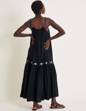 Sia Seashell Sleeveless Midi Dress, Black (BLACK), large