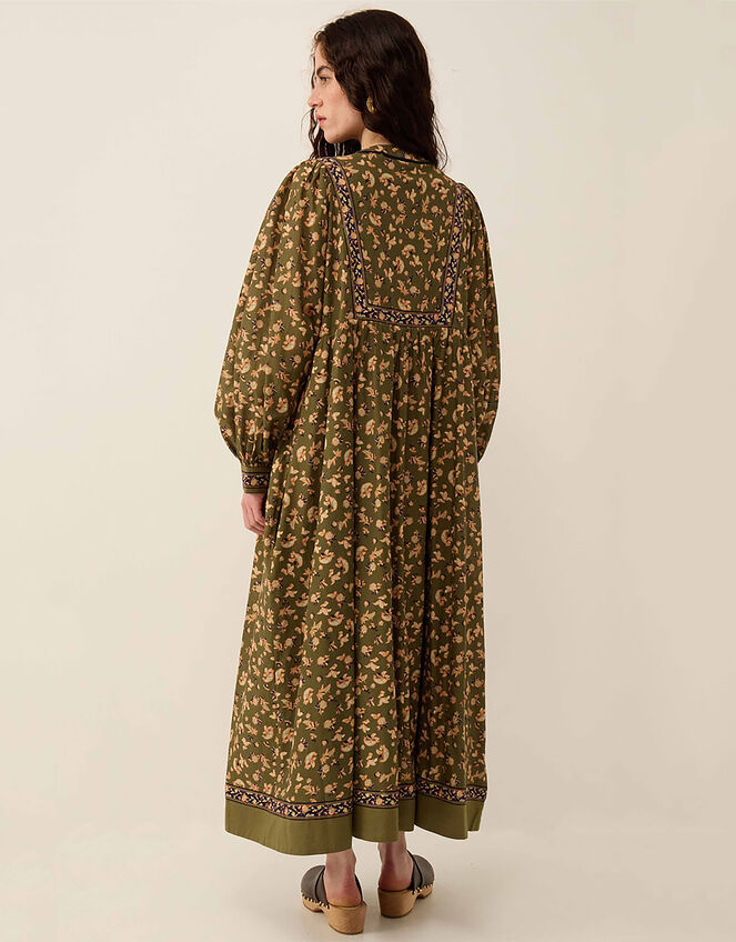 East Darney Floral Print Embroidered Dress, Green (KHAKI), large