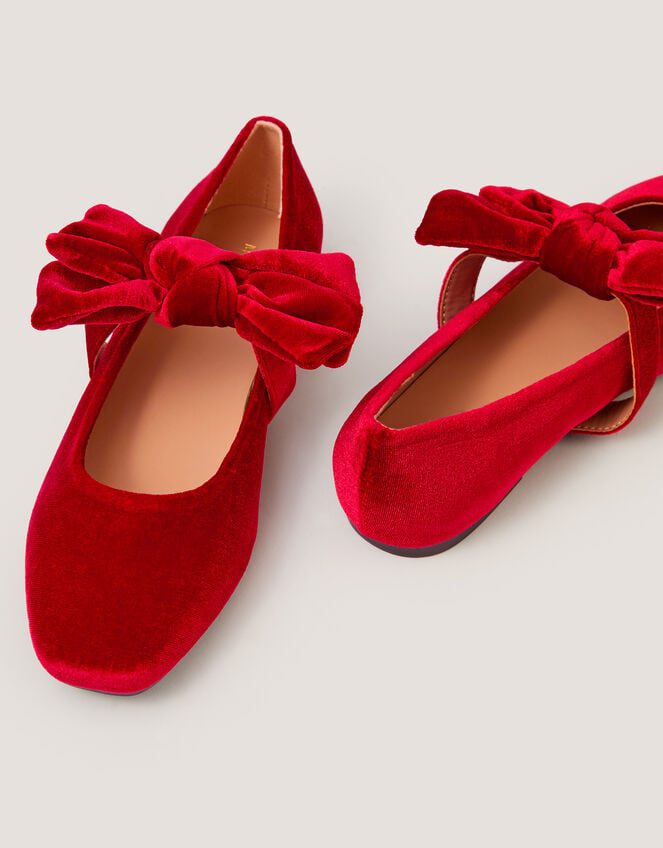 Jolie Velvet Mary Jane Ballet Flats, Red (RED), large