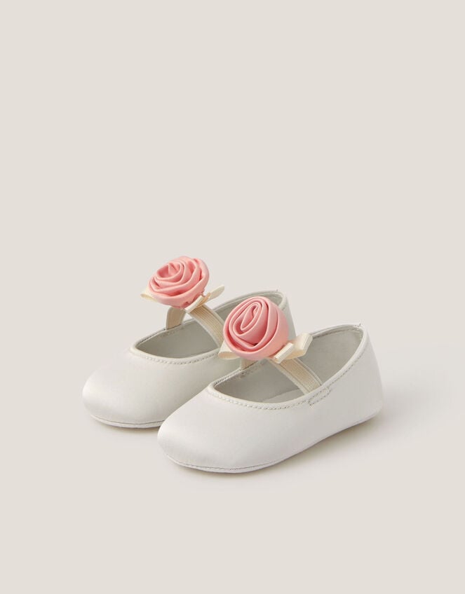 Baby Rosette Booties, Ivory (IVORY), large