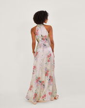 Palmer Floral Satin Maxi Dress, Ivory (IVORY), large