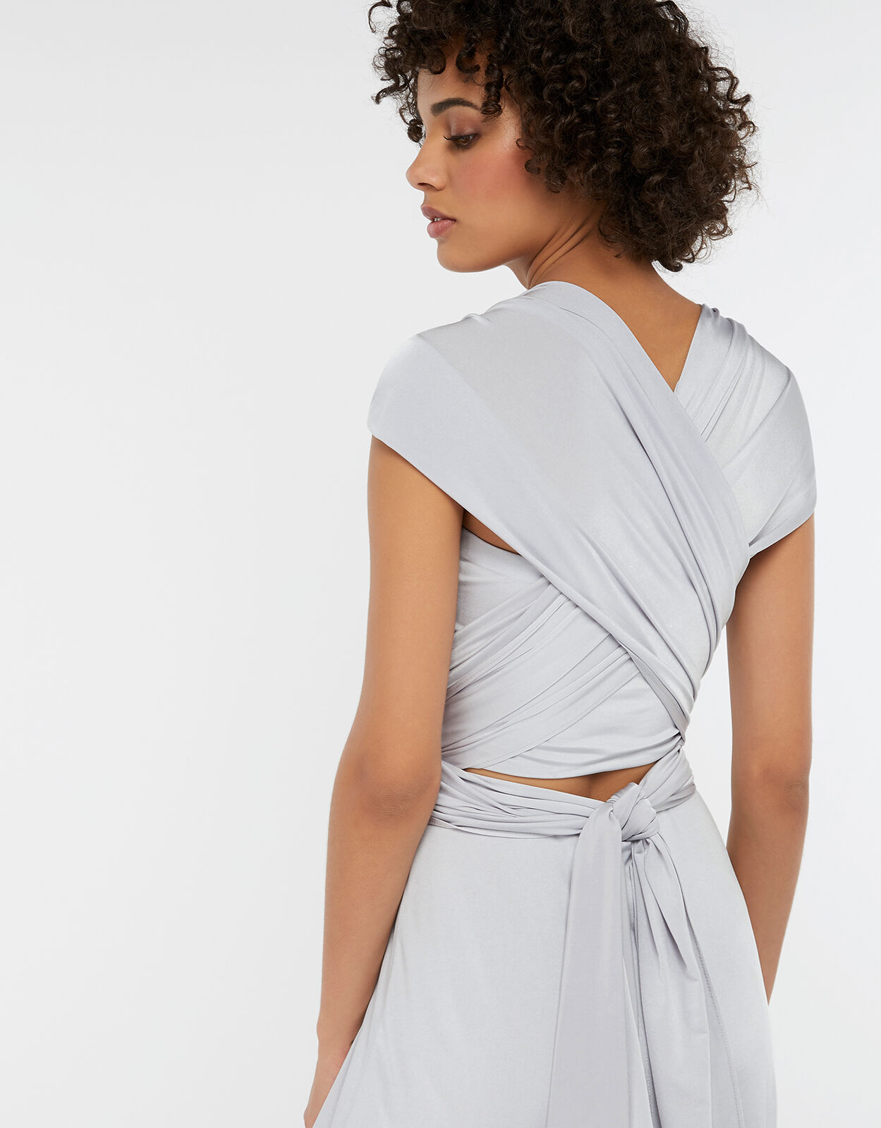 Natasha Jersey Maxi Multiway Bridesmaid Dress Silver