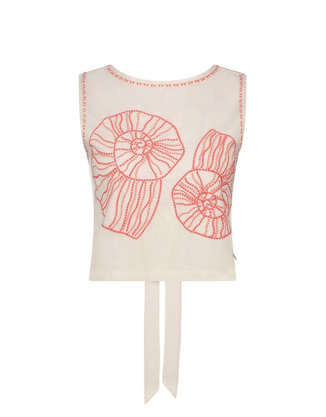 Fabienne Chapot Sansa Shell Embroidered Tie Top, Ivory (IVORY), large
