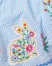 Baby Top & Gingham Pinafore Dress Set, Blue (BLUE), large