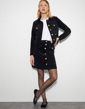 Oriana Button Mini Skirt, Black (BLACK), large