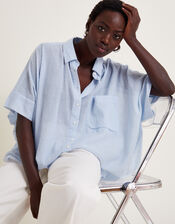 Shyla Stripe Oversized Shirt, Blue (BLUE), large