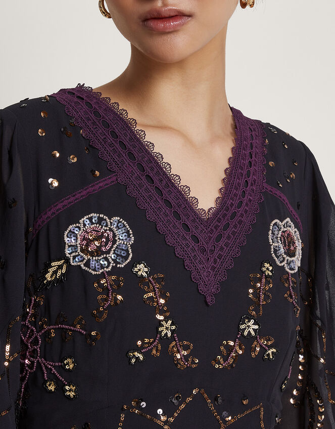 Ariah Embellished Tunic Dress, Black (BLACK), large