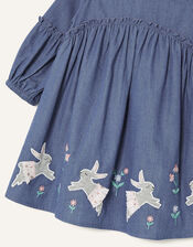 Baby Bunny Denim Dress, Blue (BLUE), large