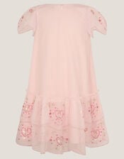Heart Embellished Mesh Party Dress, Pink (PINK), large