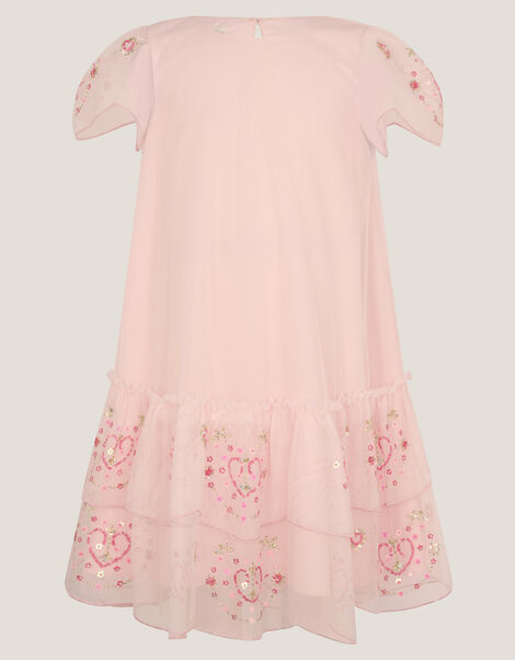 Heart Embellished Mesh Party Dress, Pink (PINK), large