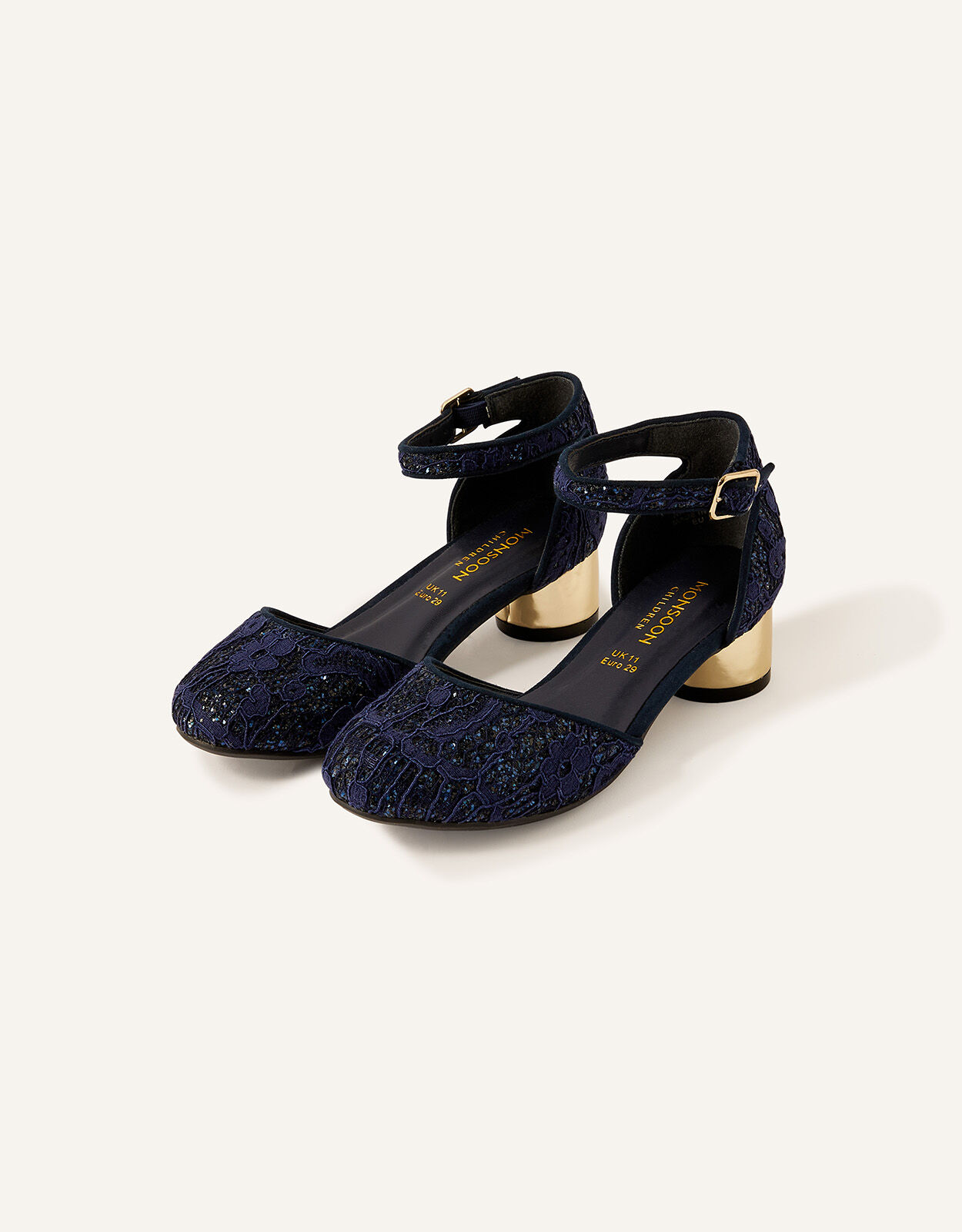 Navy blue lace shop heels