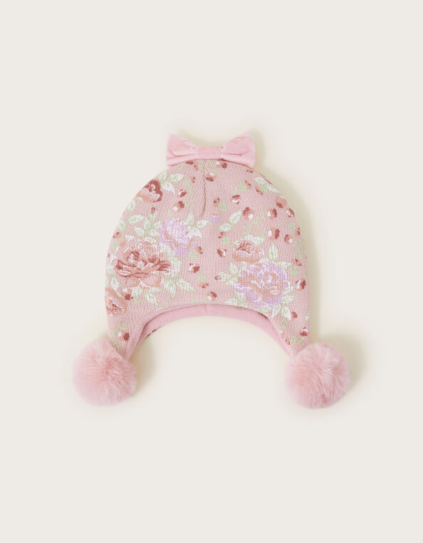 Baby Floral Trapper Hat, Pink (PINK), large