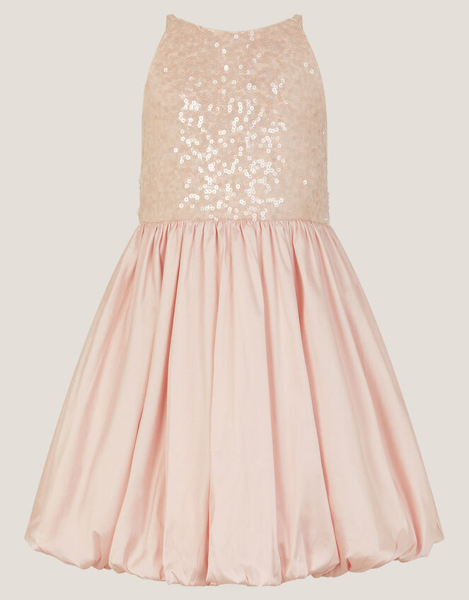 Sequin Bubble Hem Party Dress, Pink (PALE PINK), large