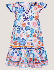 Summer Print Cotton Dress, Cream (CREAM), large