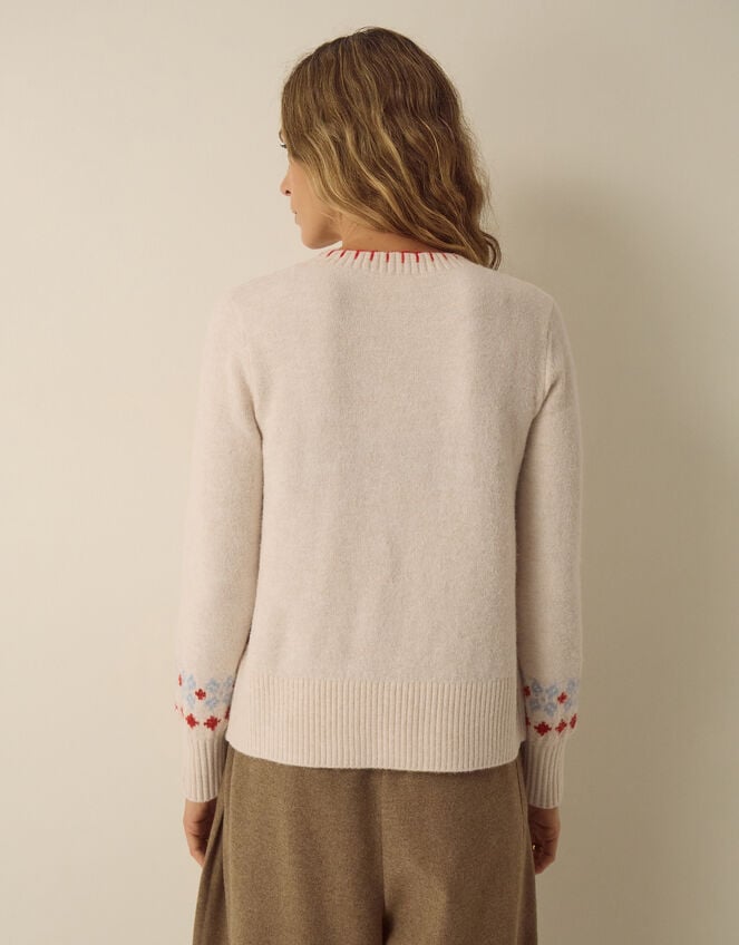 Fi Fair Isle Christmas Cardigan, Ivory (IVORY), large