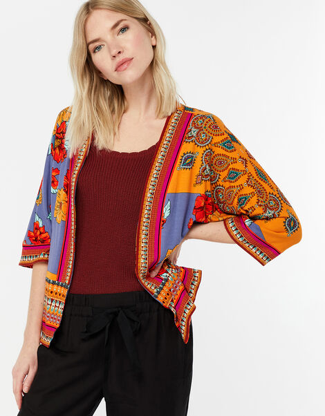 Jolene Printed Jersey Cover Up Orange, Orange (ORANGE), large