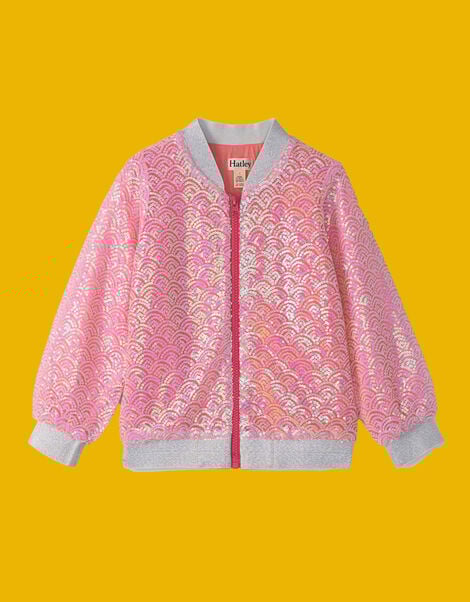 Hatley Mermaid Sequin Bomber Jacket, Pink (PINK), large