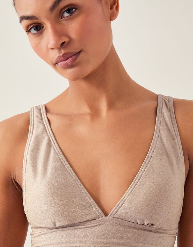 Kiki Glitter Triangle Bikini Top, Gold (GOLD), large