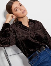 Vida Velvet Shirt, Brown (CHOCOLATE), large
