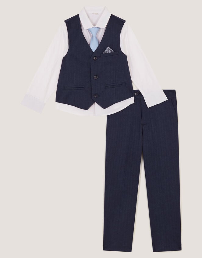 Harry Herringbone 4-Piece Suit, Blue (NAVY), large