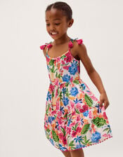Tropical Print Jersey Dress, Multi (MULTI), large
