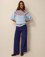 Fia Fair Isle Knit Jumper, Blue (BLUE), large