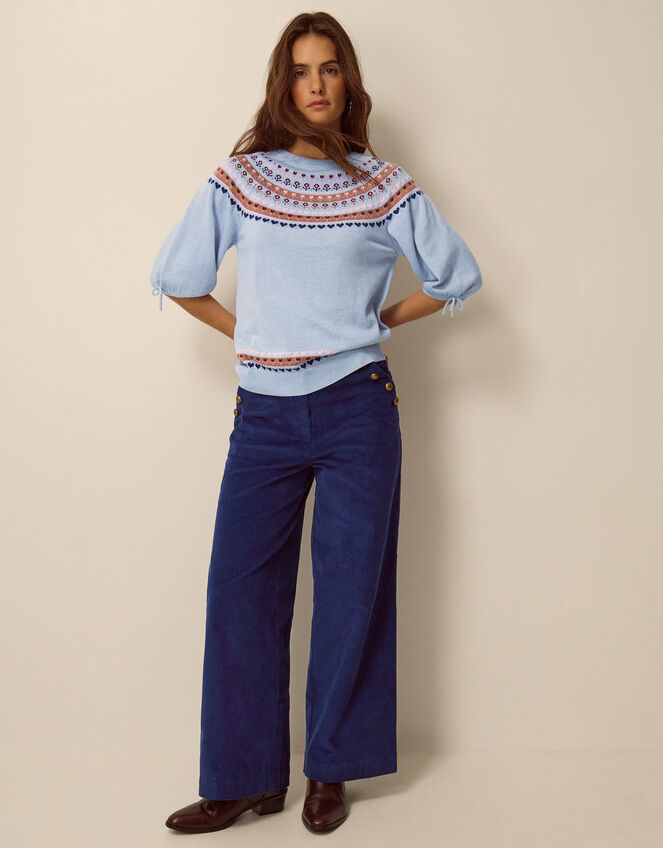 Fia Fair Isle Knit Jumper, Blue (BLUE), large