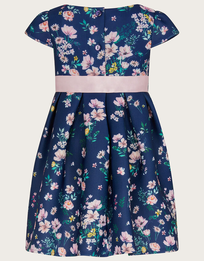 Baby Dita Floral Scuba Dress, Blue (NAVY), large