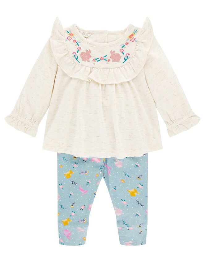 Newborn Baby Bunny Jersey Set, Blue (AQUA), large