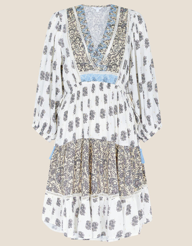 Heritage Print Fit and Flare Dress, Blue (BLUE), large