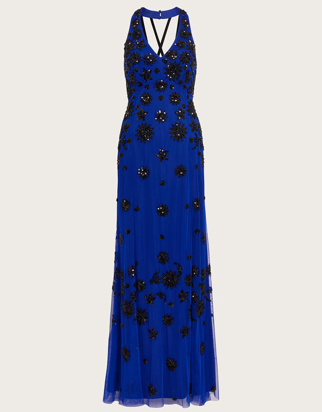 Rosa Sequin Maxi Dress in Recycled Polyester, Blue (COBALT), large