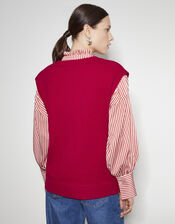 Zuri Zip Detail Knitted Vest, Red (RED), large