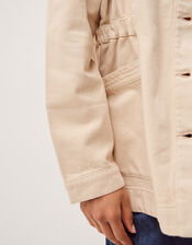 Mabel Longline Denim Jacket, Natural (ECRU), large