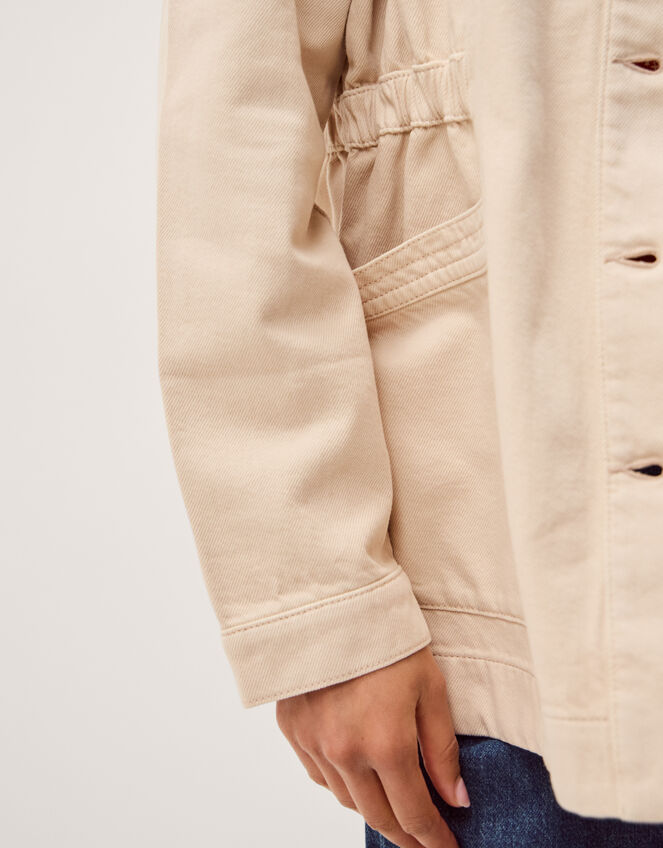 Mabel Longline Denim Jacket, Natural (ECRU), large