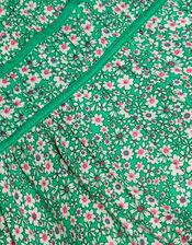 Woven Flowerburst Short Sleeve Dress, Green (GREEN), large