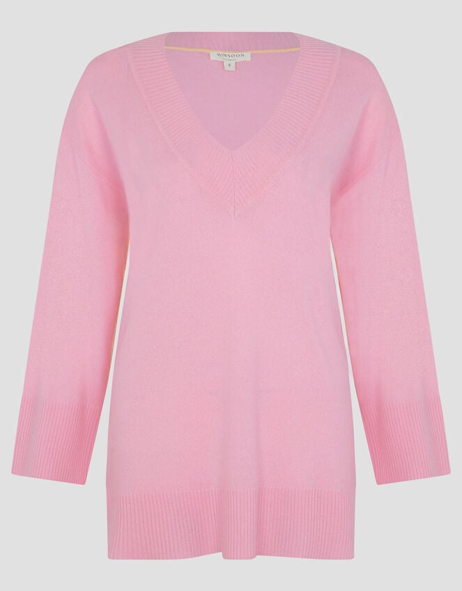 Cree V-Neck Cashmere Jumper, Pink (PINK), large
