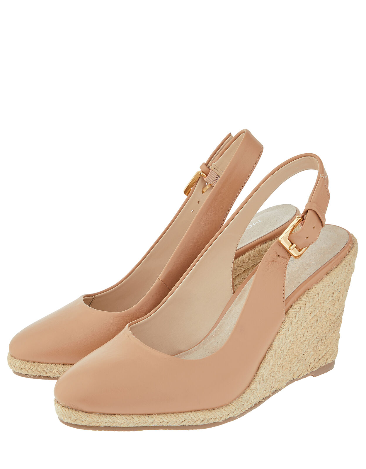 Nude sling back wedges store