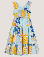 Pia Patchwork Print Dress , Blue (BLUE), large