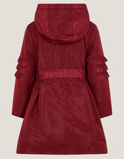 Lightweight Frill Raincoat, Red (BURGUNDY), large