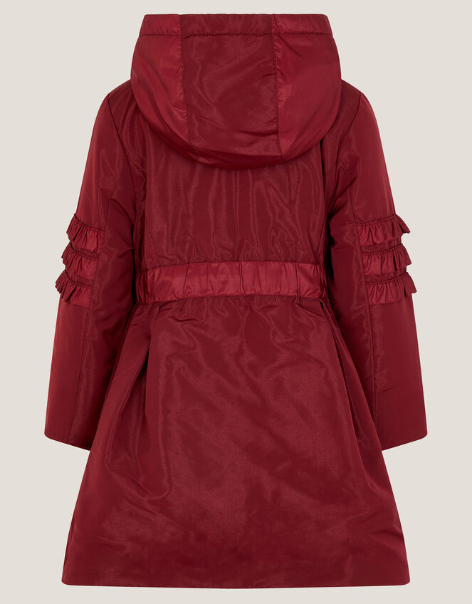 Lightweight Frill Raincoat, Red (BURGUNDY), large