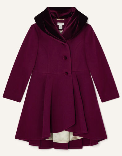 Velvet Shawl Collar Coat with Recycled Polyester Red, Red (BURGUNDY), large