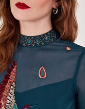 Baylie Embellished Tunic Dress, Teal (TEAL), large