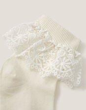 Heart Lace Socks, Ivory (IVORY), large