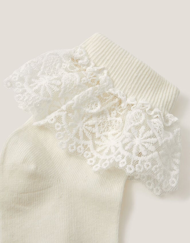 Heart Lace Socks, Ivory (IVORY), large