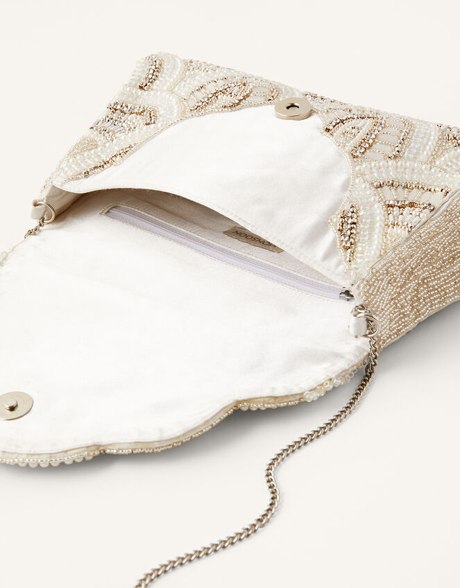 Embellished Scallop Bridal Clutch Bag , , large