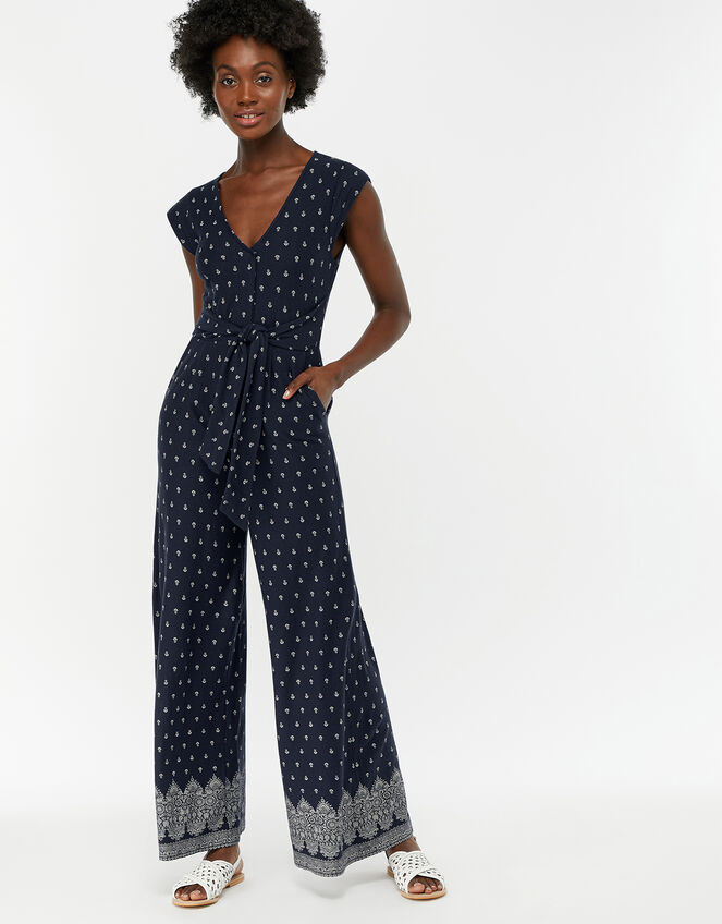 Hatty Print Jumpsuit, Blue (NAVY), large