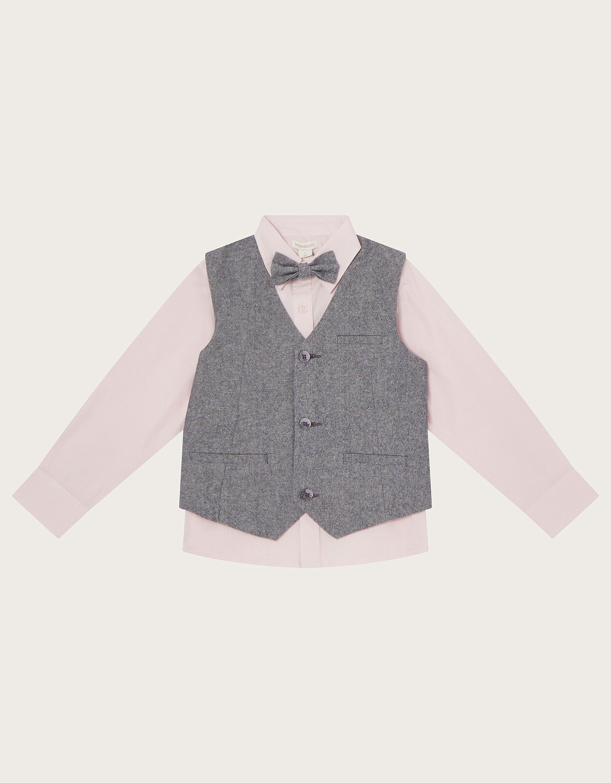 Three Piece Waistcoat and Shirt Set Grey
