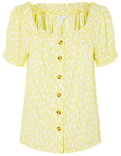 Printed Puff Sleeve Top in LENZING™ ECOVERO™, Yellow (YELLOW), large
