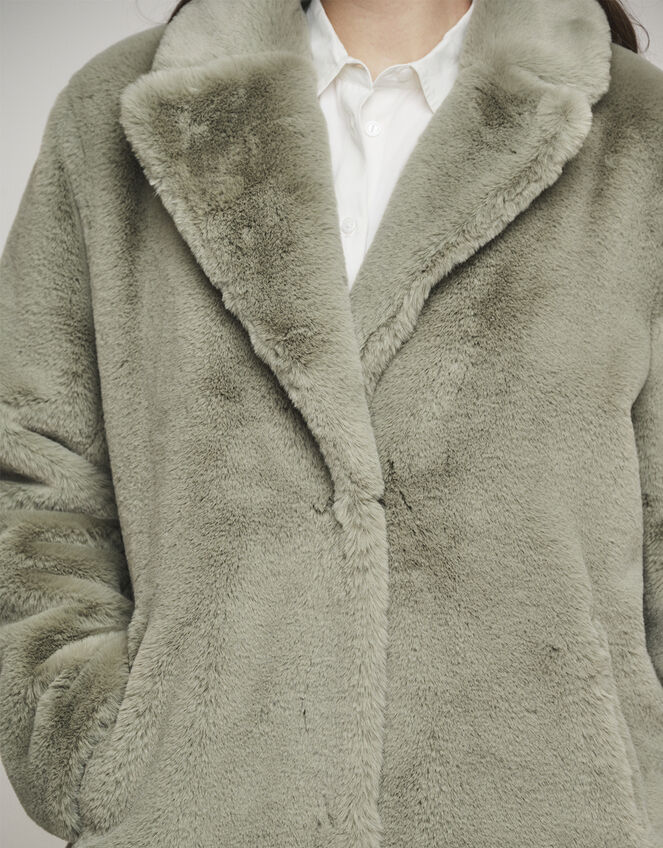Rino and Pelle Faux Fur Coat, Green (PALE GREEN), large
